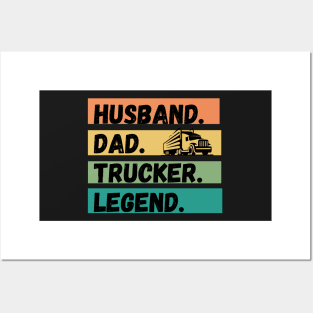 husband dad trucker legend Posters and Art